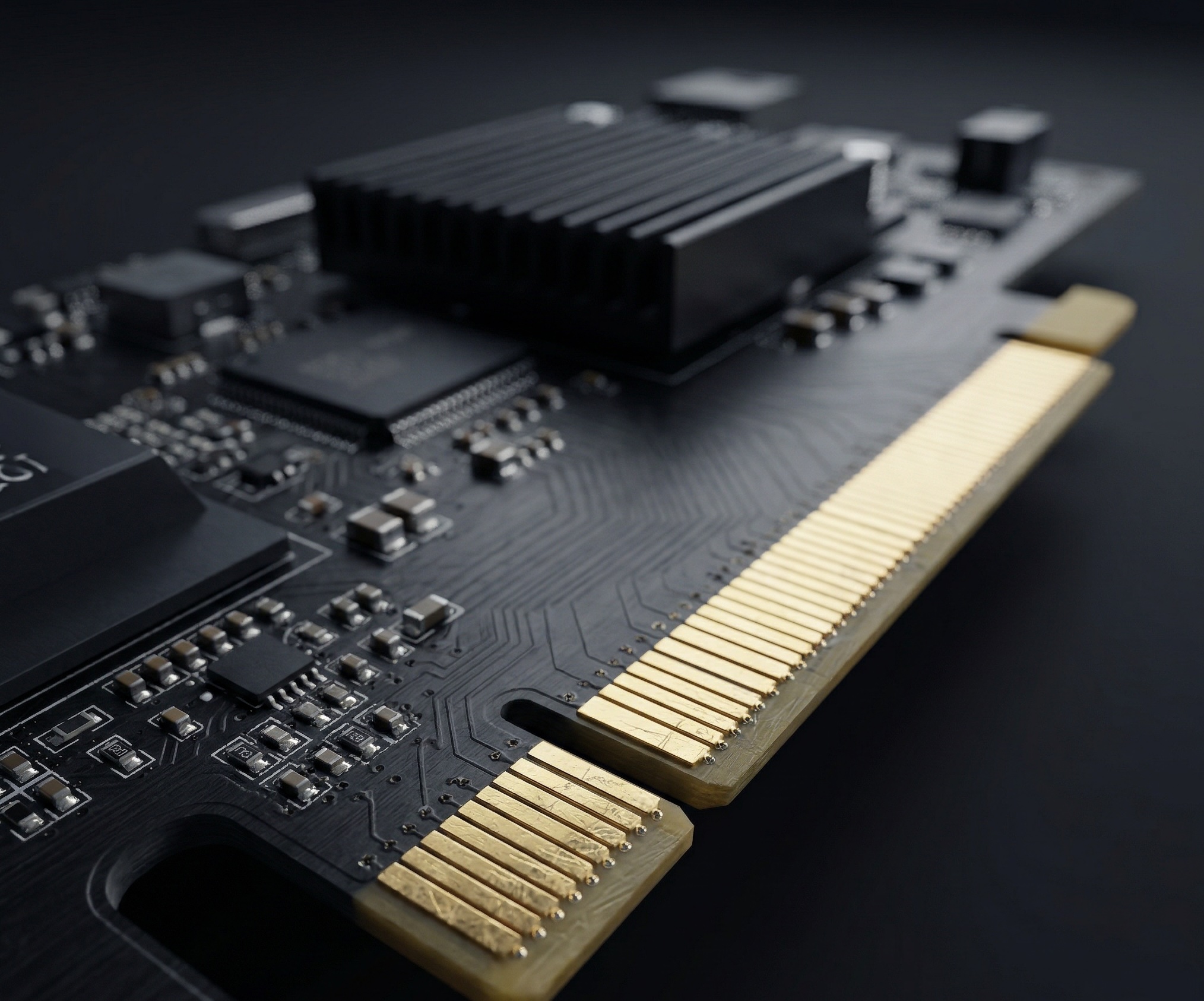 Image of a PCIe (Peripheral Component Interconnect Express) slot on a computer motherboard, highlighting the advanced hardware capabilities of Bullionet's dedicated servers. The image focuses on the intricate details of the PCIe slot, showcasing its high-quality construction and the vibrant colors of the surrounding components, emphasizing the powerful performance and expandability of Bullionet's infrastructure.